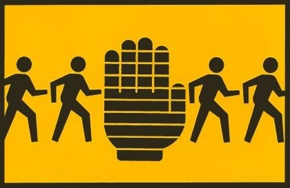 Pedestrians and hand signal clip art thumbnail