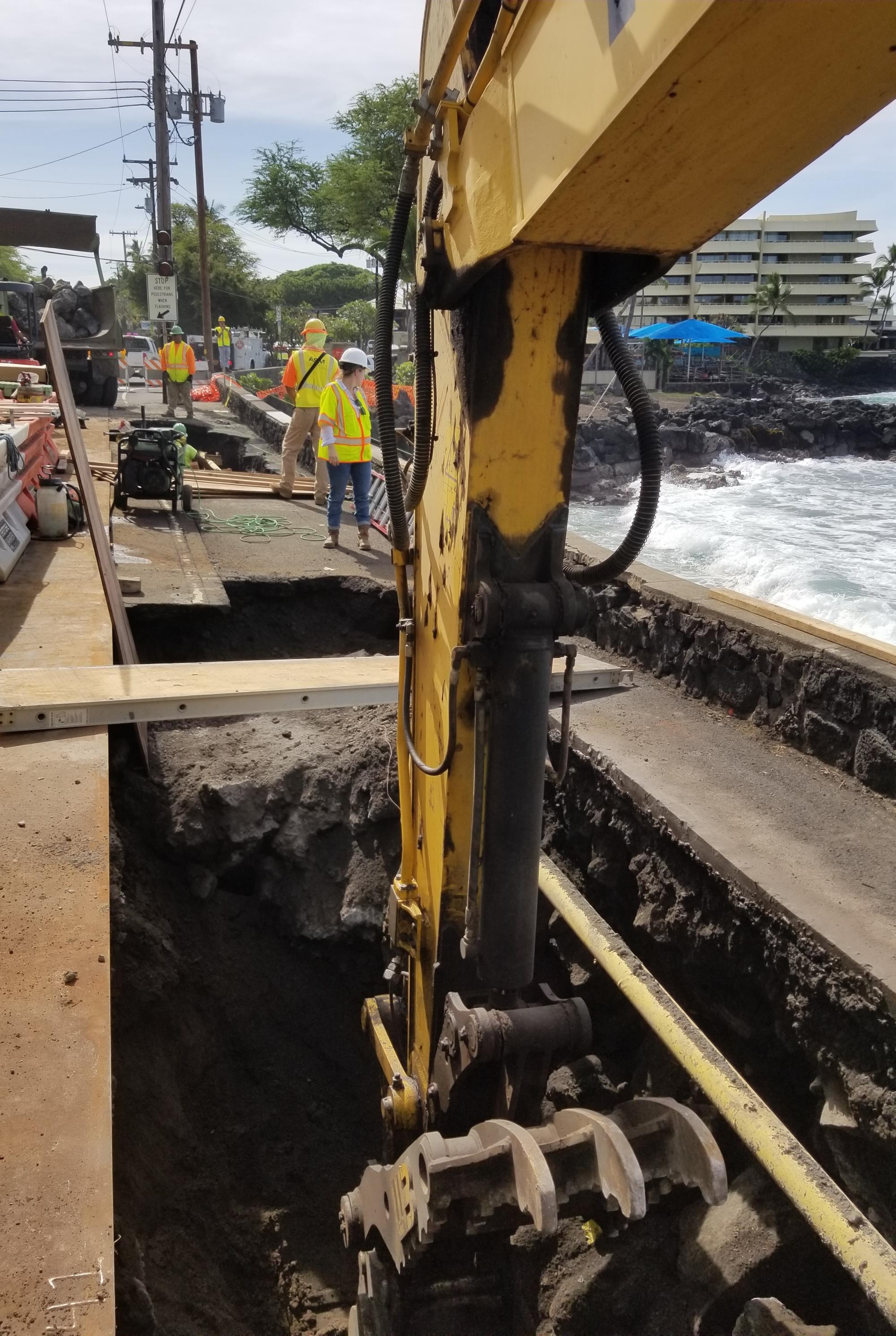 Ali'i Dr sinkhole repair work 