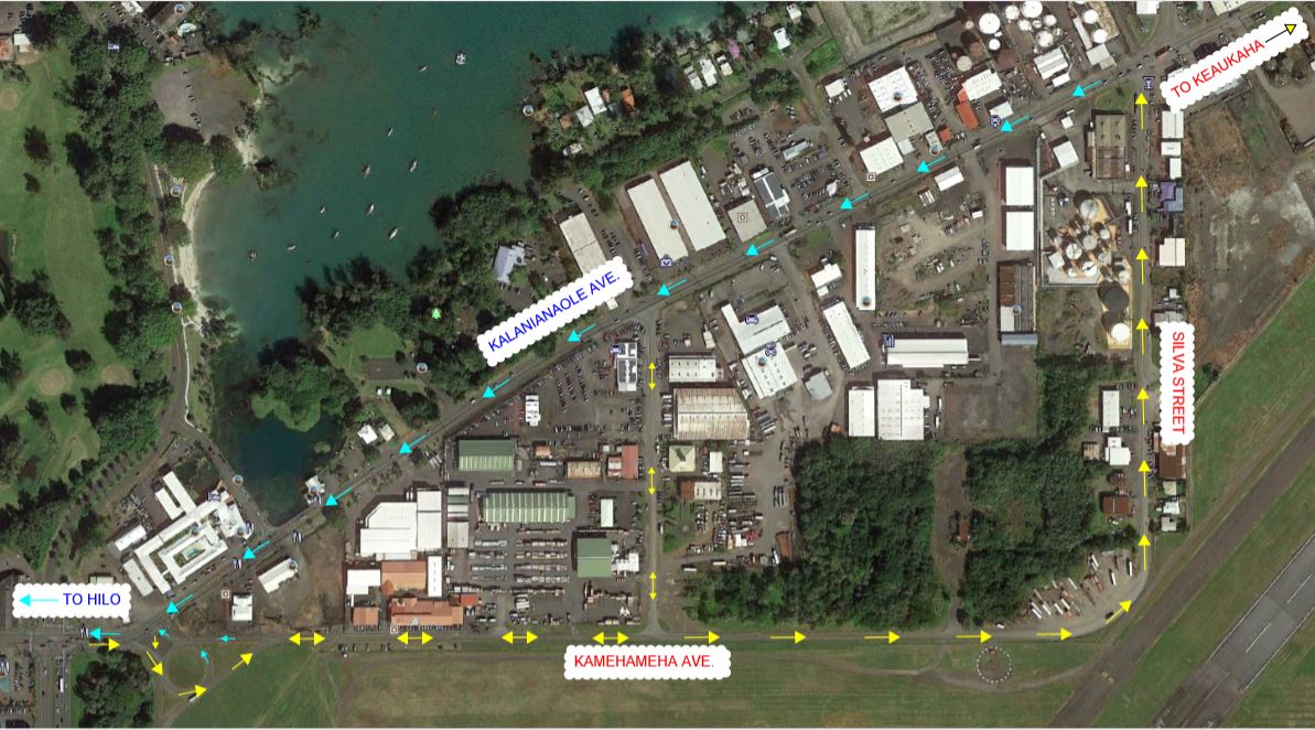 Kalanianaole Ave. one-way traffic pattern. 